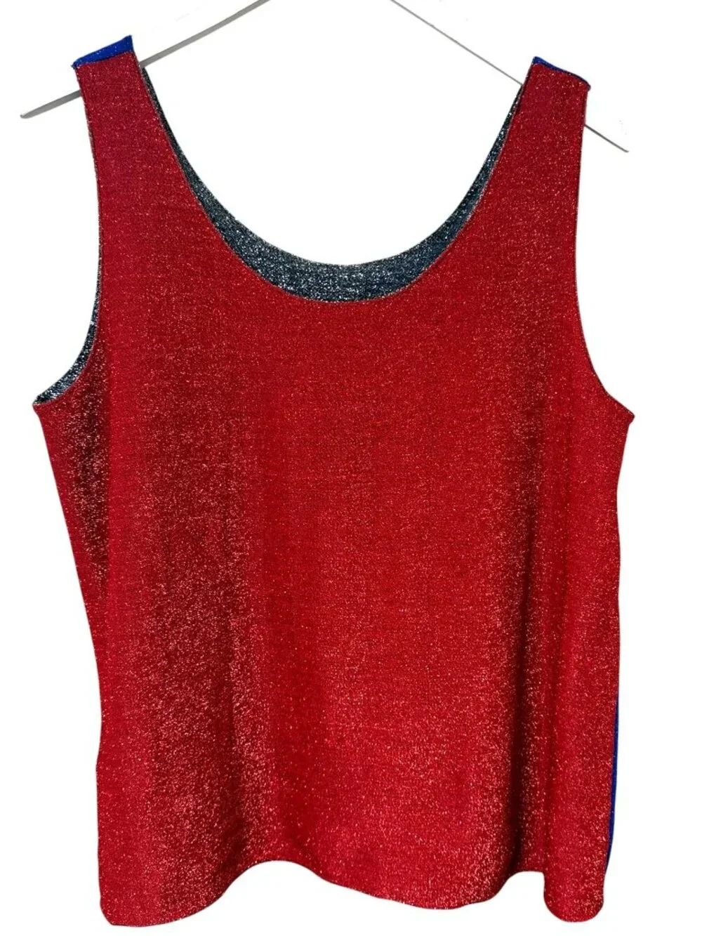 Cervelle Vintage Reversible Tank Top Large Metallic 4-Colors Harlequin Sparkle